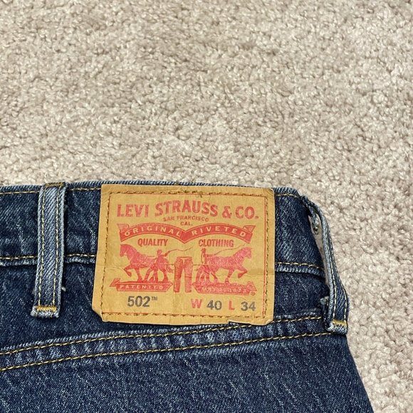 Levis 502 Jeans Men 40x30 (Tag: 40X34) Tapered Leg Regular Fit Denim Pants Blue - Picture 14 of 15